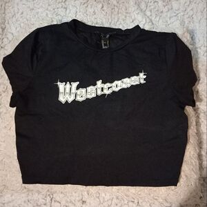 Black 'Westcoast' Graphic Crop Tee